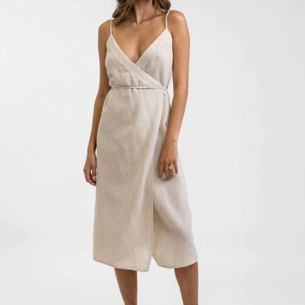 Rhythm Eve Wrap Slip Dress in Neutral